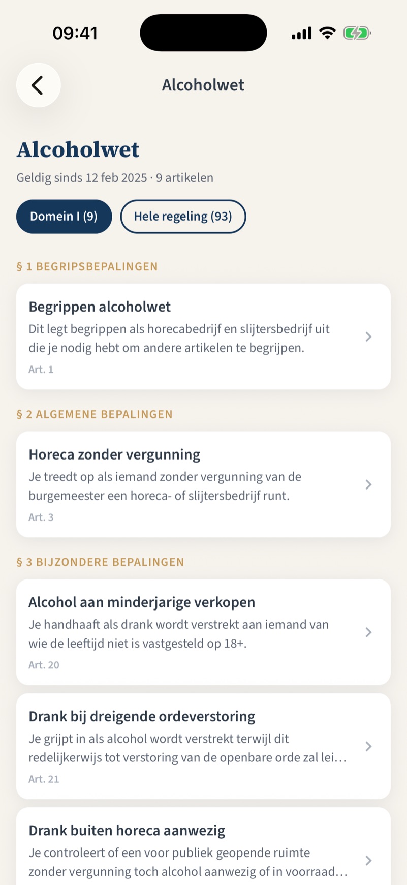 Alcoholwet met per artikel een korte titel in gewone taal
